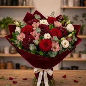 Livrare flori pentru intalniri romantice premium rosu catifelat - poza 1