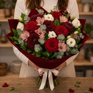 Livrare flori pentru intalniri romantice premium rosu catifelat - poza 3