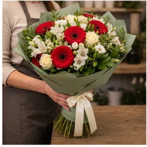 Livrare flori pentru propuneri de casatorie buchet cu gerbera rosie - poza 3