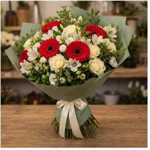 Livrare flori pentru propuneri de casatorie buchet cu gerbera rosie - poza 4