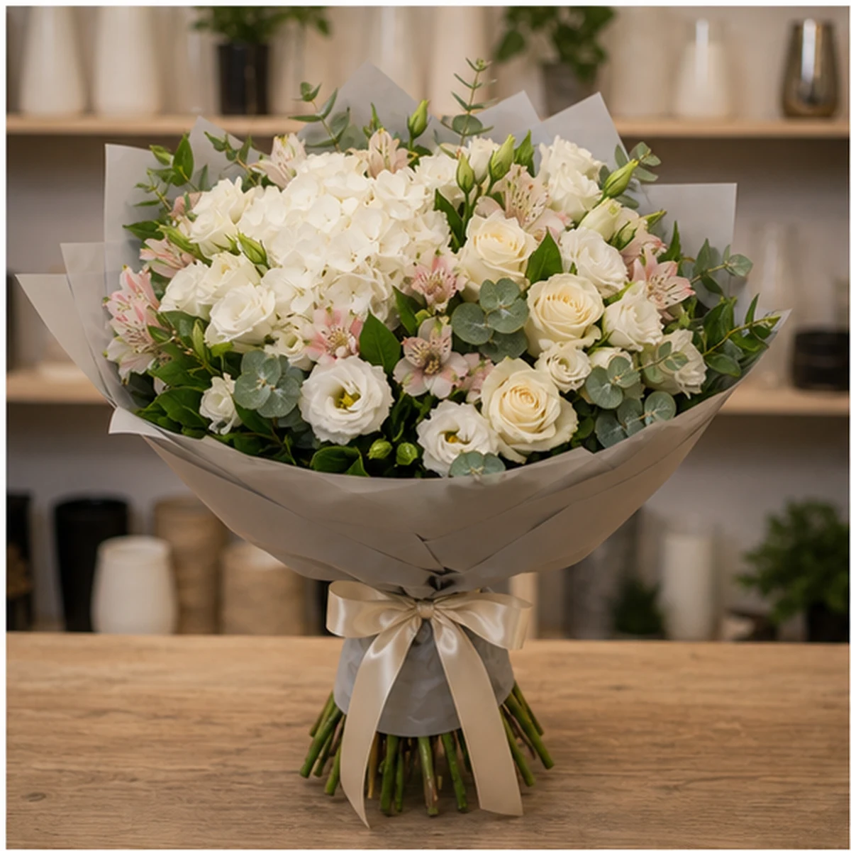 Livrare flori pentru propuneri de casatorie buchet cu hortensie alba - poza 1