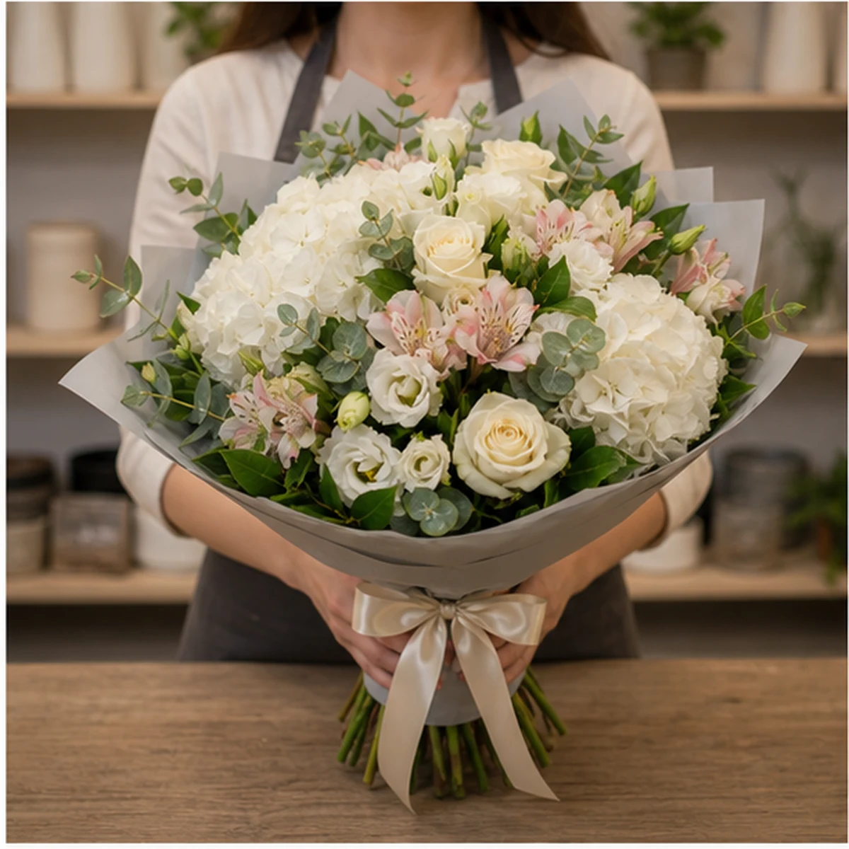 Livrare flori pentru propuneri de casatorie buchet cu hortensie alba - poza 3