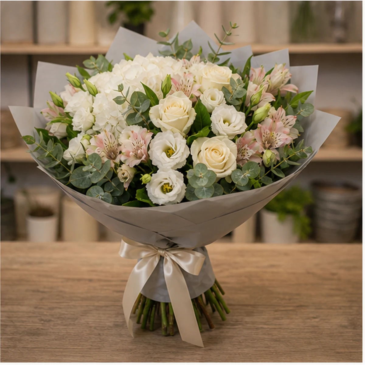 Livrare flori pentru propuneri de casatorie buchet cu hortensie alba - poza 4