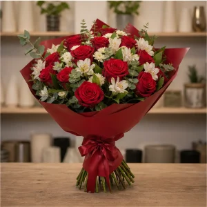 Livrare flori pentru propuneri de casatorie buchet rosu discret - poza 4
