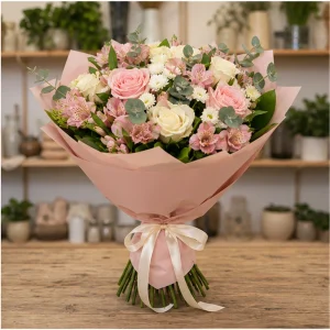 Livrare flori pentru propuneri de casatorie buchet roz champagne - poza 1