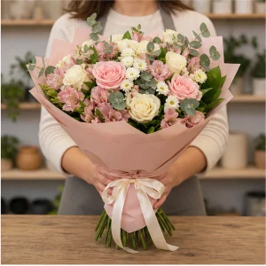Livrare flori pentru propuneri de casatorie buchet roz champagne - poza 3