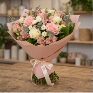 Livrare flori pentru propuneri de casatorie buchet roz champagne - poza 4