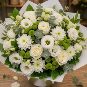 Livrare flori pentru Ziua Mamei buchet elegant alb verde - poza 2