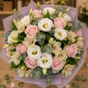 Livrare flori pentru Ziua Mamei buchet pastel cu lisianthus - poza 2