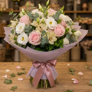 Livrare flori pentru Ziua Mamei buchet pastel cu lisianthus - poza 4