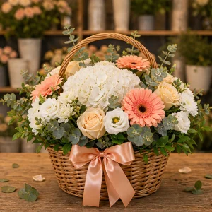 Livrare flori pentru Ziua Mamei cos floral cald - poza 1