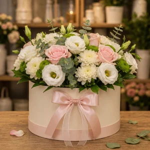 Livrare flori pentru Ziua Mamei cutie florala roz ivory - poza 1