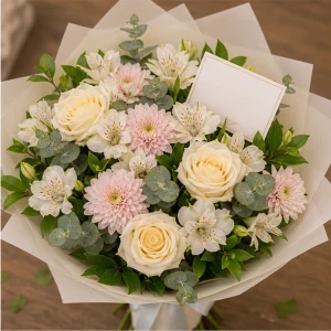 Livrari flori online Bucuresti pachet buchet cu mesaj - poza 2