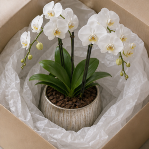 Orhidee Phalaenopsis Albă în Vas Premium - imagine 4