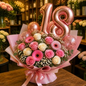Pachet majorat 18 ani cu buchet si balon - poza 3