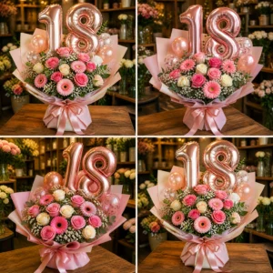 Pachet majorat 18 ani cu buchet si balon - poza 4