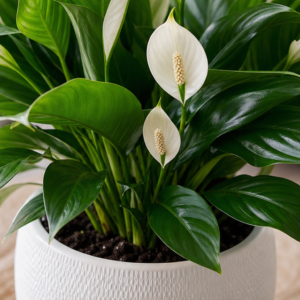 Spathiphyllum Peace Lily în Ghiveci Ceramic Alb - imagine 2
